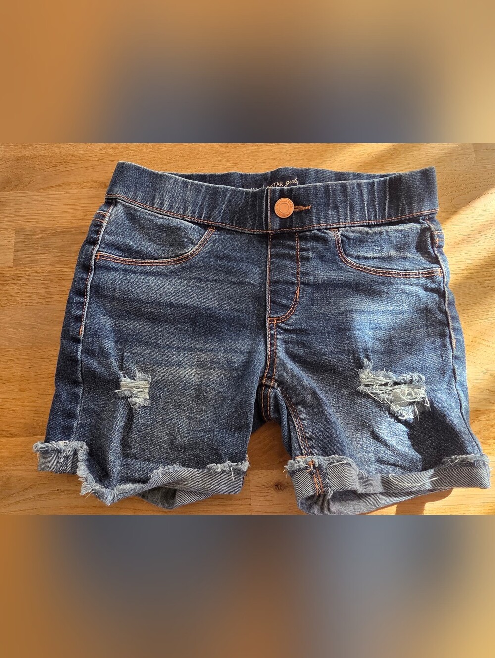 Girls Vanilla Star Dark Blue Distressed Denim Shorts Sz 8 NWOT